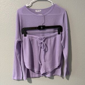 Cozy Lavender Knit Pajama Set w/ Pockets